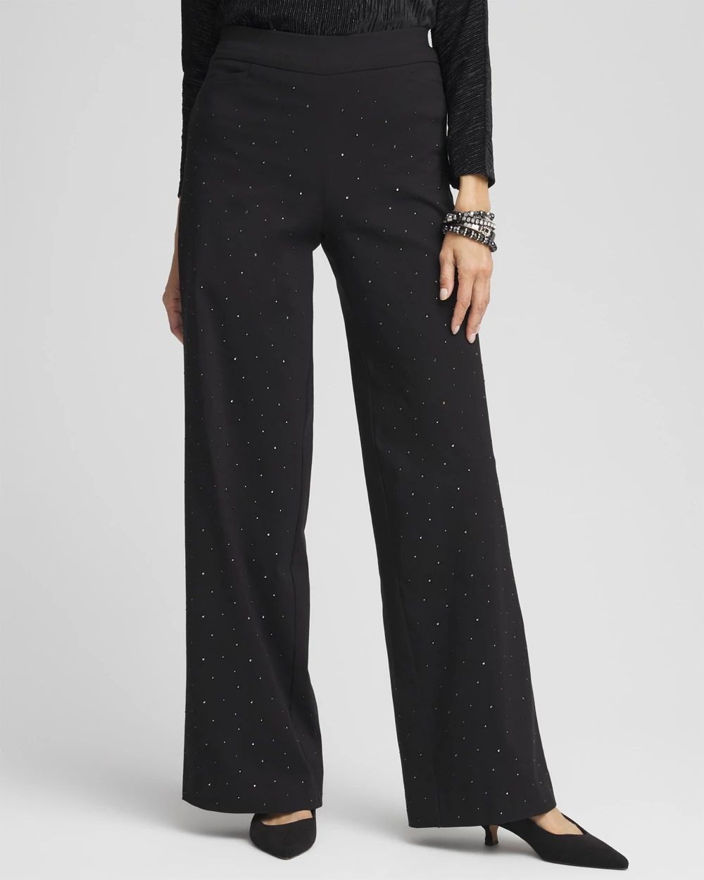 ★E.B.M★ Bijodetail wide pants EMP4WPT040 Brigitte Embellished Wide Leg Pants | Chico's
